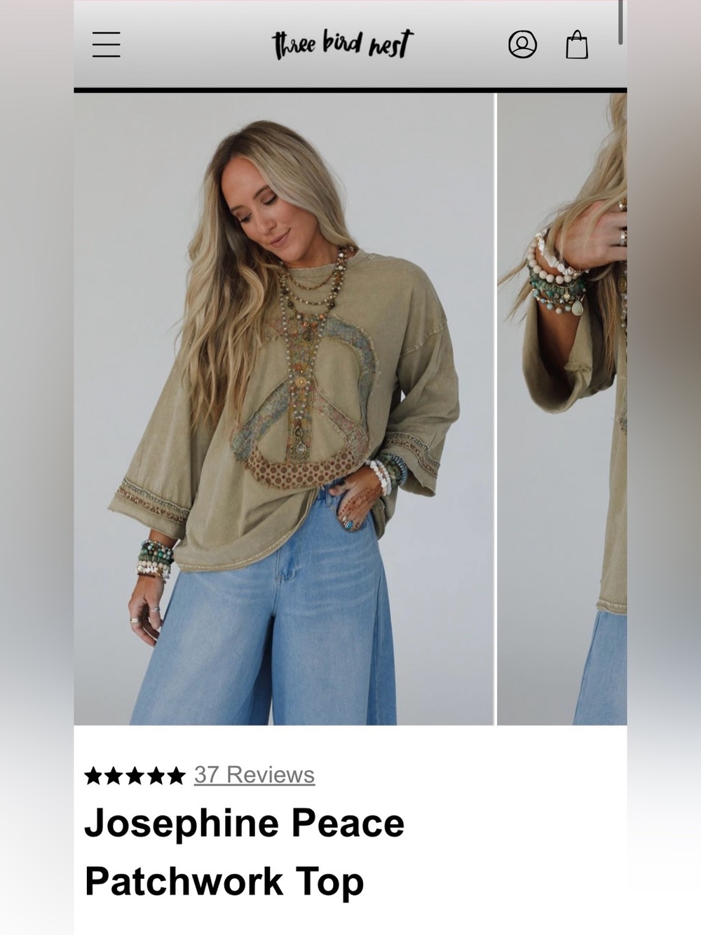 Three Bird Nest Josephine Peace Patchwork Top Medium